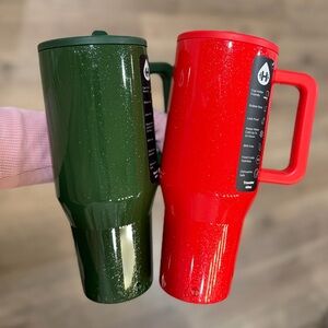 HydroJug Christmas Holiday FROSTED EMERALD + HOLLY NWT glitter green red 40 OZ